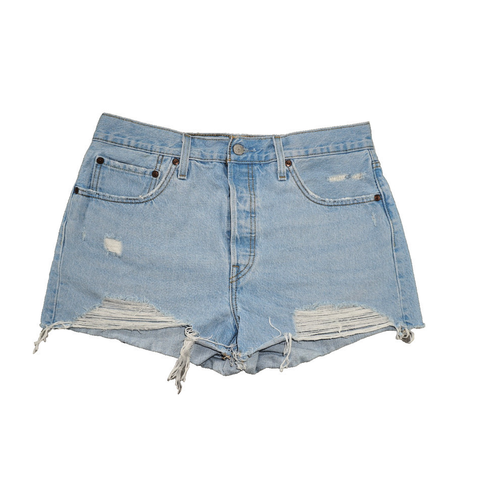 Levi’s 501 Distressed Cutoff Shorts W32 Light Wash Denim High Rise Raw Hem